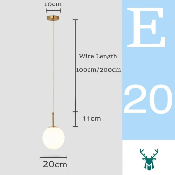 Lisslune | Mid-Century Modern Glass Ball Pendant Light