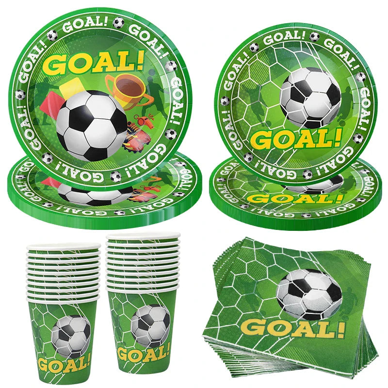 Rynx Football Party Disposable Tableware Paper Plates Cups Napkins Tablecloth Kids Boys Football Birthday Party Decor Supplies