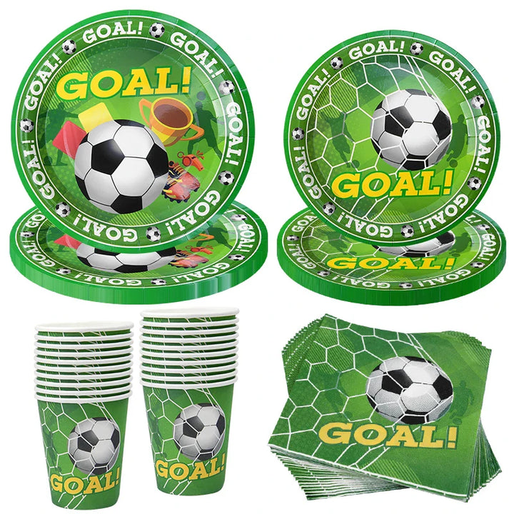 Rynx Football Party Disposable Tableware Paper Plates Cups Napkins Tablecloth Kids Boys Football Birthday Party Decor Supplies