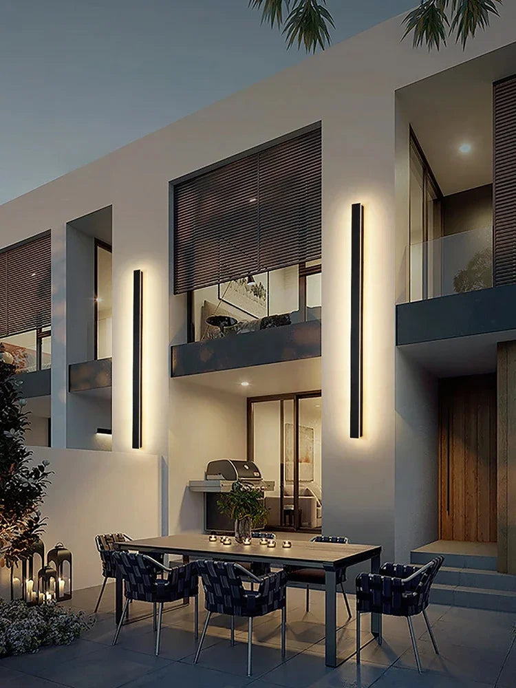 Lisslune | Lunor Modern Linear Outdoor Wall Light – Metal & Acrylic for Terrace & Entrance Area