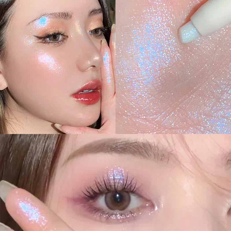 Lisslune | Glitzer Seidenraupen Augenbrauen Liner Bleistift Aufheller Blau Gold Silber Augen-Makeup Stift Langanhaltendes Glänzendes Augen-Make-up Kosmetik