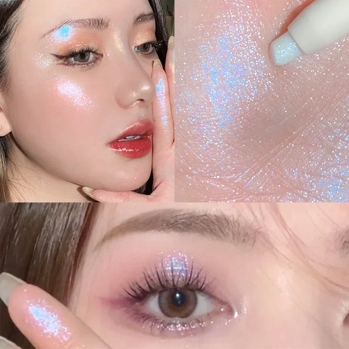 Lisslune | Glitzer Seidenraupen Augenbrauen Liner Bleistift Aufheller Blau Gold Silber Augen-Makeup Stift Langanhaltendes Glänzendes Augen-Make-up Kosmetik