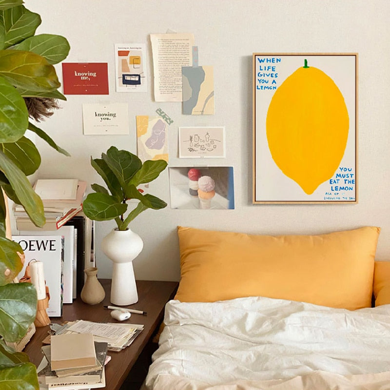 Lisslune | Lemons / Blue Chair Canvas Print