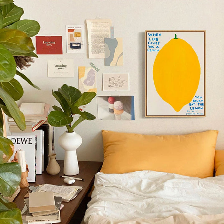 Lisslune | Lemons / Blue Chair Canvas Print
