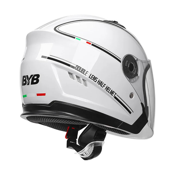 Lisslune | Retro 3/4 Open-Face Motorcycle Helmet with Dual Lens – AeroRide