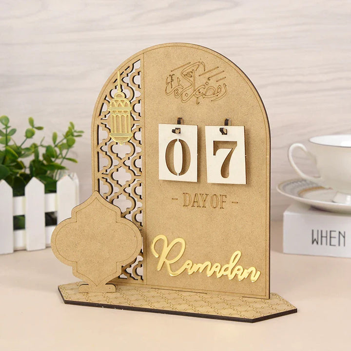 Rynx Acrylic Ramadan Countdown Calendar Gifts Day of Ramadan Calendar with Replacement Number Eid Mubarak Home Decoration Ornament