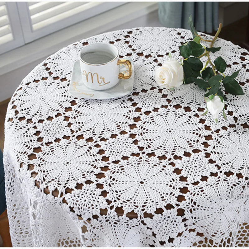 Rynx Super Elegant Tablecloths Nordic Rural Lace Tablecloth Crochet Square Tablecloths Dinner Napkins Christmas Tablecloth Sale