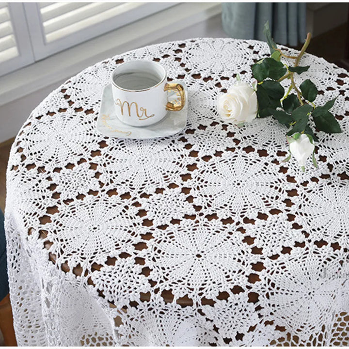 Rynx Super Elegant Tablecloths Nordic Rural Lace Tablecloth Crochet Square Tablecloths Dinner Napkins Christmas Tablecloth Sale