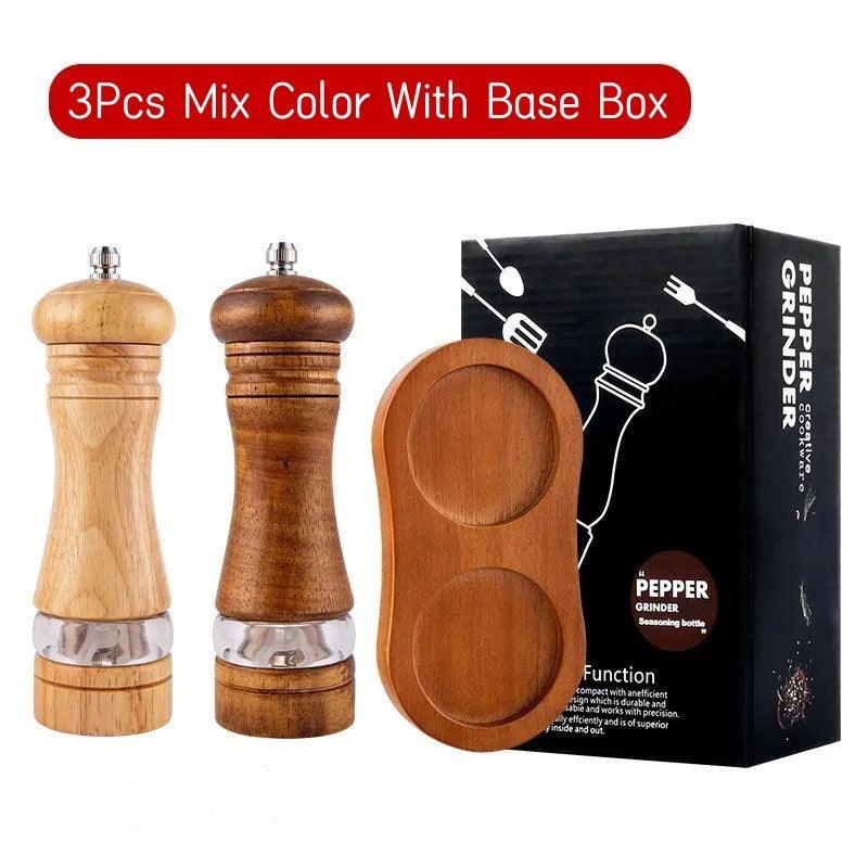 Lisslune | Vintage Handcrafted Wooden Spice Mill Set - 6-Inch Gourmet Salt and Pepper Mills