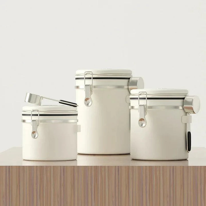 Lisslune | Stylish stainless steel coffee bean containers with date marker and carbon release valve
