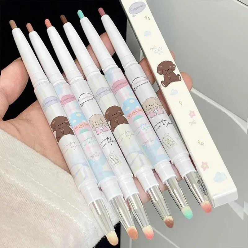 Rynx | Double Head Eyeliner Aegyo-sal Colored Eyeliner Gel Pencil Quick Drying Lying Silkworm Eyeliner Pencil Tea Brown Eyeshadow Makeup