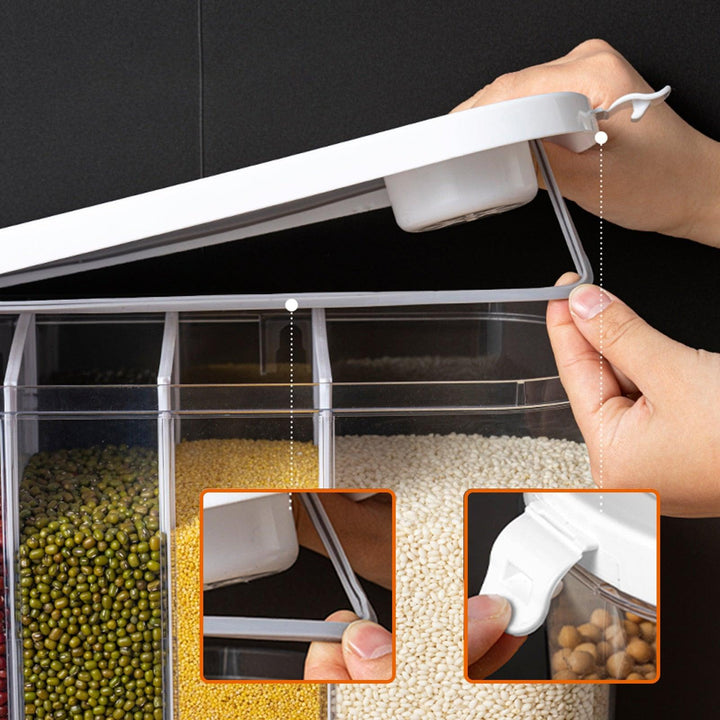 Lisslune | Slim wall-mounted 5-grid rice dispenser - 12L capacity in elegant white