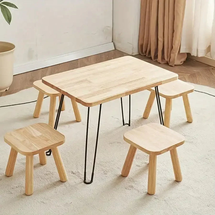 Rynx | 1pc Solid Wood Shoe Change Stool Small Walnut Colored Stool Furniture for Living Room Entrance Bathroom Bedroom Kitchen