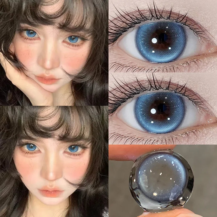 Rynx | 2PCS Myopia Lenses Colored Contact Lenses with Degree Natural Colored Eye Lenses with Diopters Blue Contact Lenses