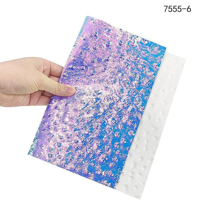 Lisslune | Iridescent holographic synthetic leather craft sheet with snakeskin embossing