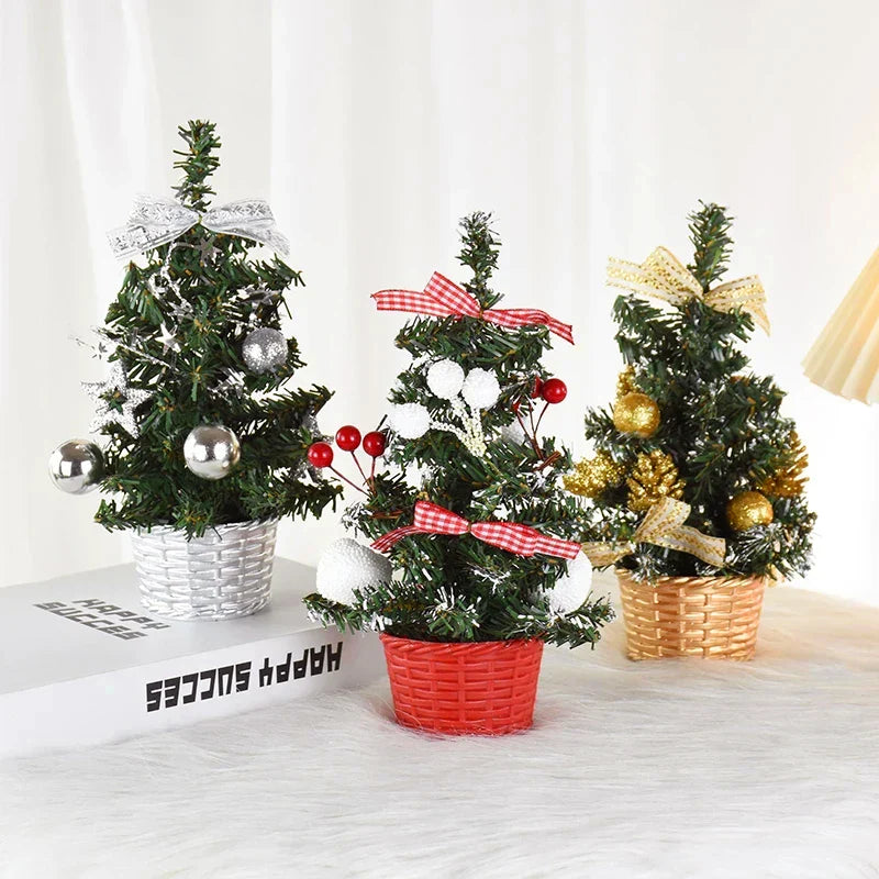 Rynx 20/30cm Artificial Christmas Tree Table Ornament with LED Light Balls Christmas Decoration for Home New Year Gift Mini