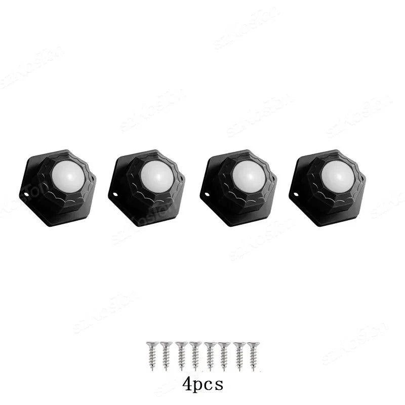 Lisslune | Versatile 360° Mini Swivel Roller Set - 4 Pieces Stainless Steel and Nylon Adhesive Furniture Lifters