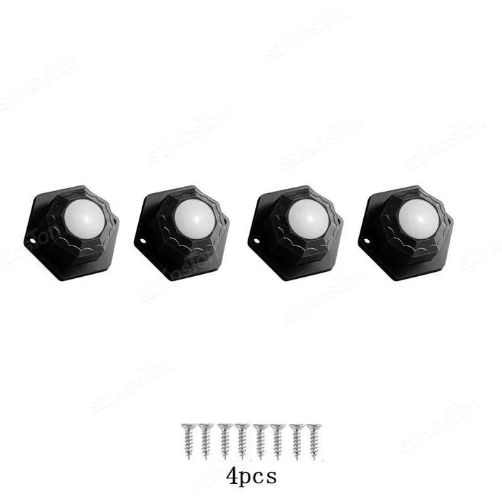 Lisslune | Versatile 360° Mini Swivel Roller Set - 4 Pieces Stainless Steel and Nylon Adhesive Furniture Lifters