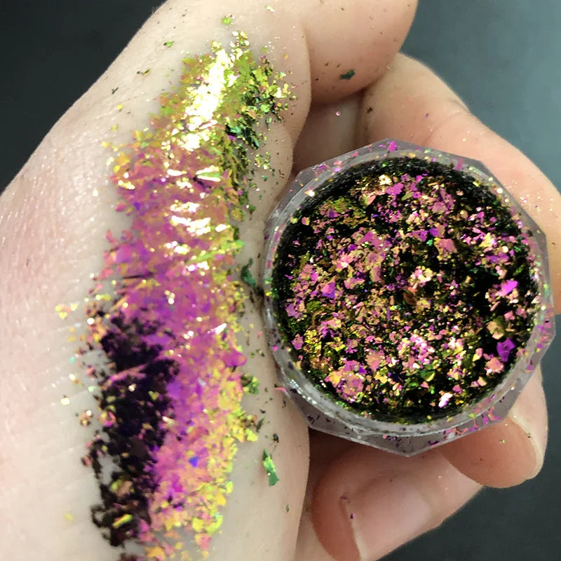 Rynx | 1 Glass Chameleon Nail Flakes Irregular Aluminum Foil UV Gel Polish Nail Sequins Paillettes Manicure Art Decoration Glitter Powder