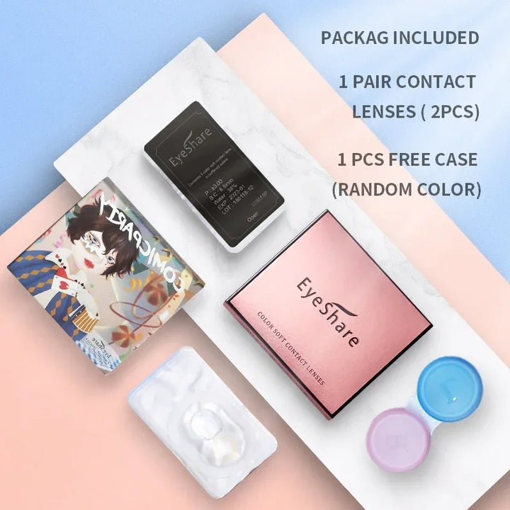 Rynx | 1 pair of contact lenses with prescription in natural color, myopic lenses, green contact lenses, fashionable brown lenses, gray pupils