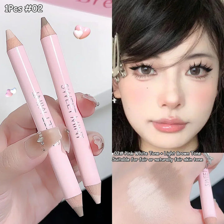 Rynx | 2 in 1 Double Head Face Contour Stick Highlighter Stick Beige Brown Matte Brighten Nose Shadow Cream Highlight Face Bronzer Makeup