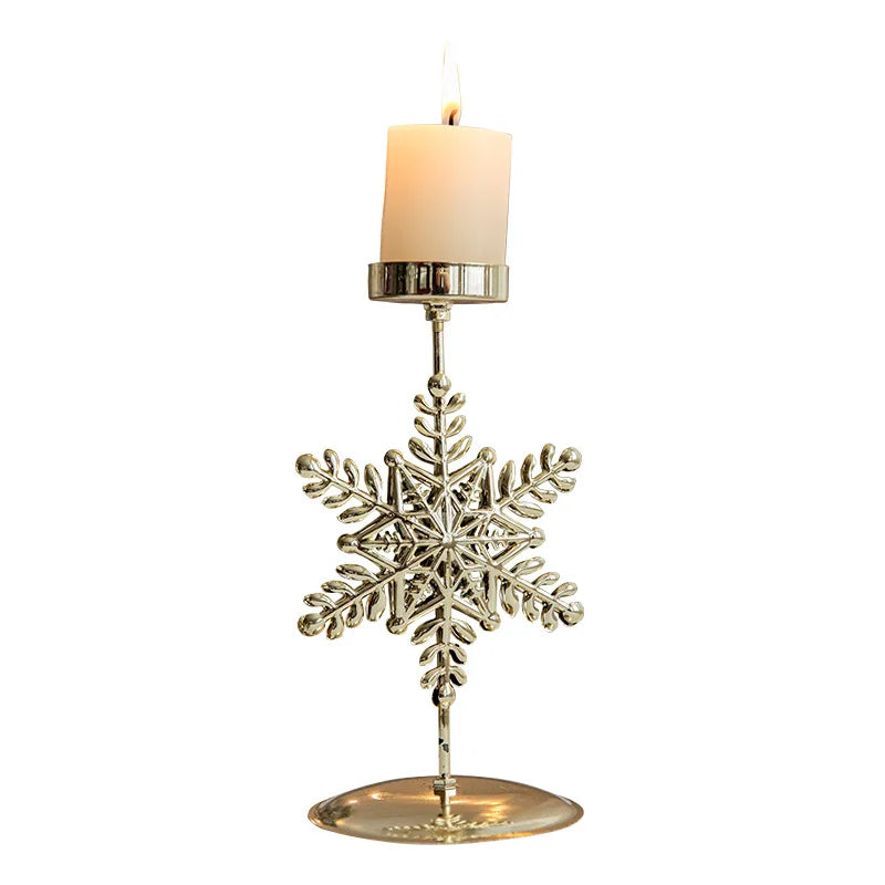 Rynx | Christmas Golden Wrought Iron Candle Holder Star Moose Christmas Tree Candle Holder Merry Christmas New Year Table Decoration