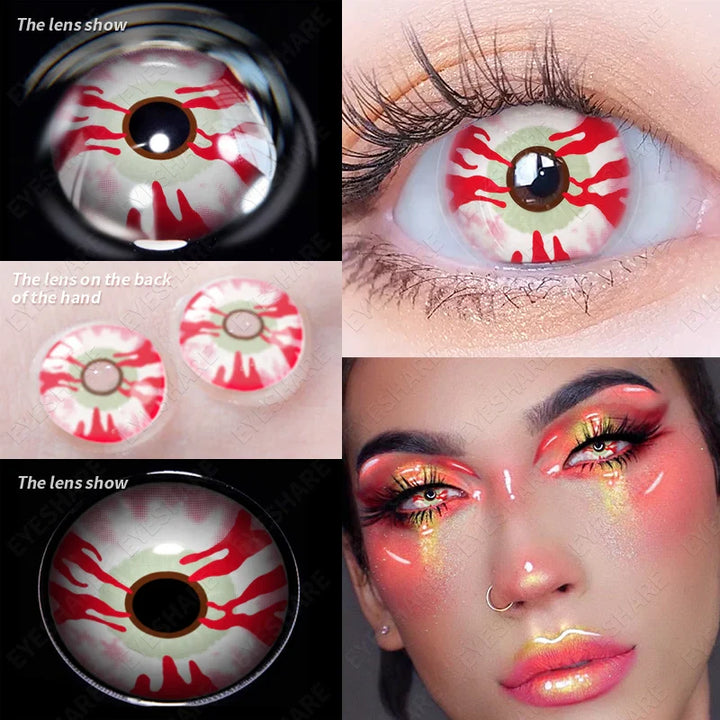 Rynx | 1 Pair Anime Color Contact Lenses for Eyes Yearly Red Lenses Black White Lenses Halloween Eye Lenses Cosplay Eye Contact Lenses