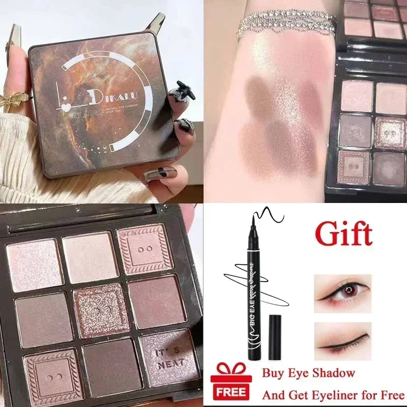 Rynx | Cement Gray Black Eyeshadow Palette Makeup Eyes Glitter Contour Pigments Palette Pearly Shine Fashion Korean Eyeshadow Makeup