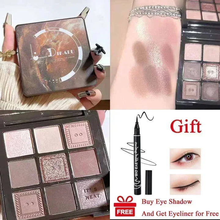 Rynx | Cement Gray Black Eyeshadow Palette Makeup Eyes Glitter Contour Pigments Palette Pearly Shine Fashion Korean Eyeshadow Makeup