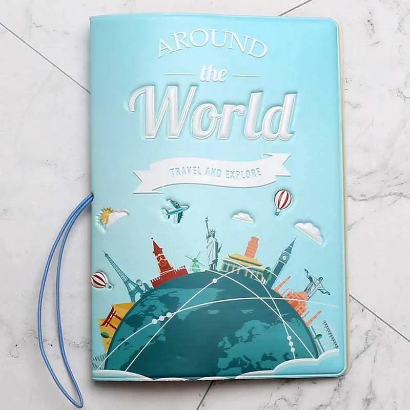 Lisslune | Chic 3D Printed Passport Holder with Card Slots and Synthetic Leather Texture