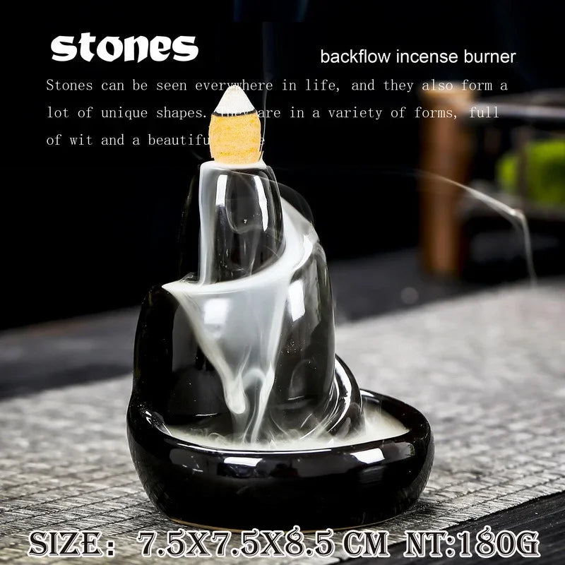 Lisslune | Black River Ceramic Backflow Incense Burner