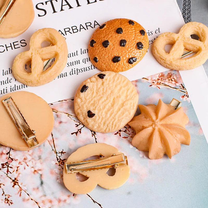 Lisslune | 5-piece DIY hairpin set with cute food theme - Cute hamburger, chips, and cookie designs for kids