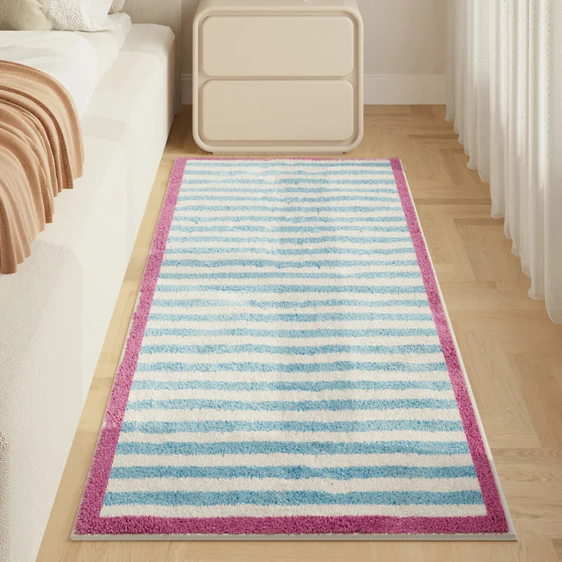 Rynx | Korean Style Rugs for Bedroom Fluffy Soft Lounge Carpet Thick Washable Nightstand Mat Simple Living Room Decoration Checkered Carpet