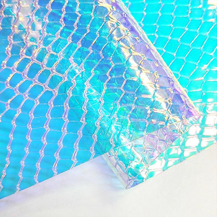Lisslune | Iridescent Rainbow Snake Skin Holographic PVC Craft Fabric - Perfect for Artistic Creations