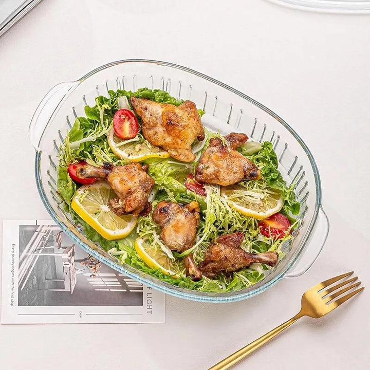 Lisslune | 4-piece Glass Bakeware Set with 2 Bakeware Dishes with Glass Lids, 1.9 Qt and 3 Qt
