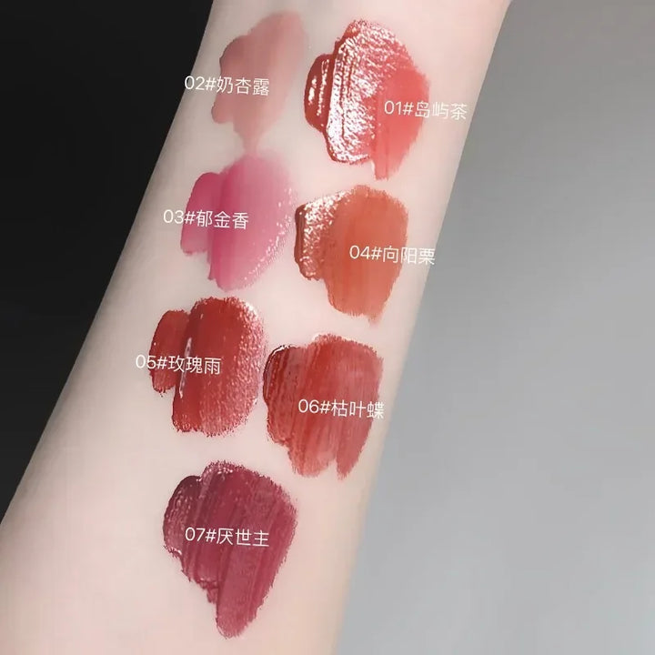Rynx | Liquid Lipstick Non-sticky Cup Red Lip Color Iced Tea Lipstick Mirror Water Women Cosmetics Lip Lacquer Mist Lipstick Female Makeup