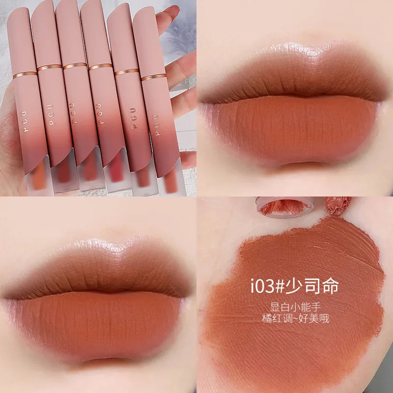 Rynx | Lipstick Matte Velvet Lip Mud Nude Matte Chocolate Lipstick Red Lip Tint Glass Korean Waterproof Long-lasting Makeup Women Cosmetics