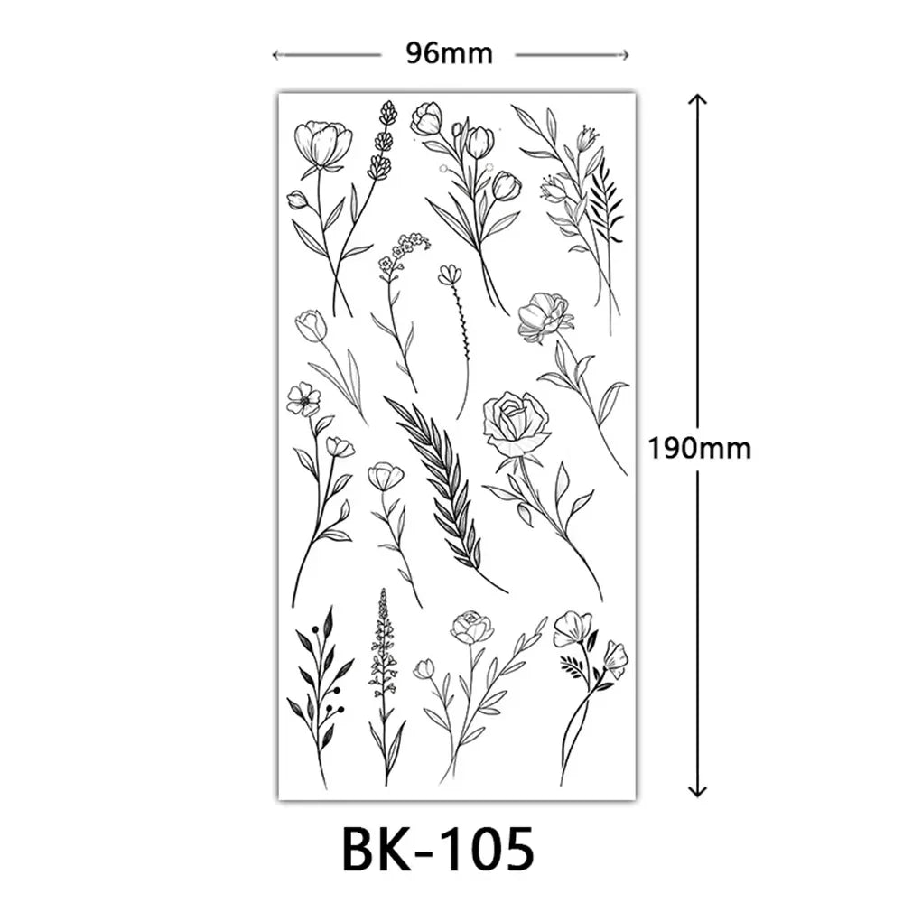 Rynx | 1PCS Sketch Flower Tattoo Sticker Black Datura Arm Legs Tattoo Temporary Waterproof Durable Sexy Tattoo Stickers For Women Body