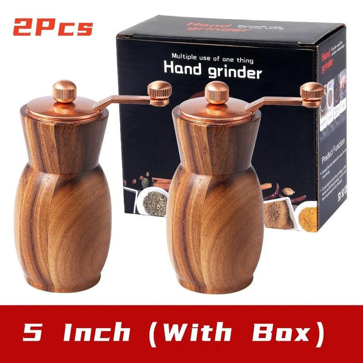 Lisslune | Handcrafted Acacia Wood Adjustable Salt and Pepper Mill Set - Elegant Kitchen Essential for Seasoning and Grilling