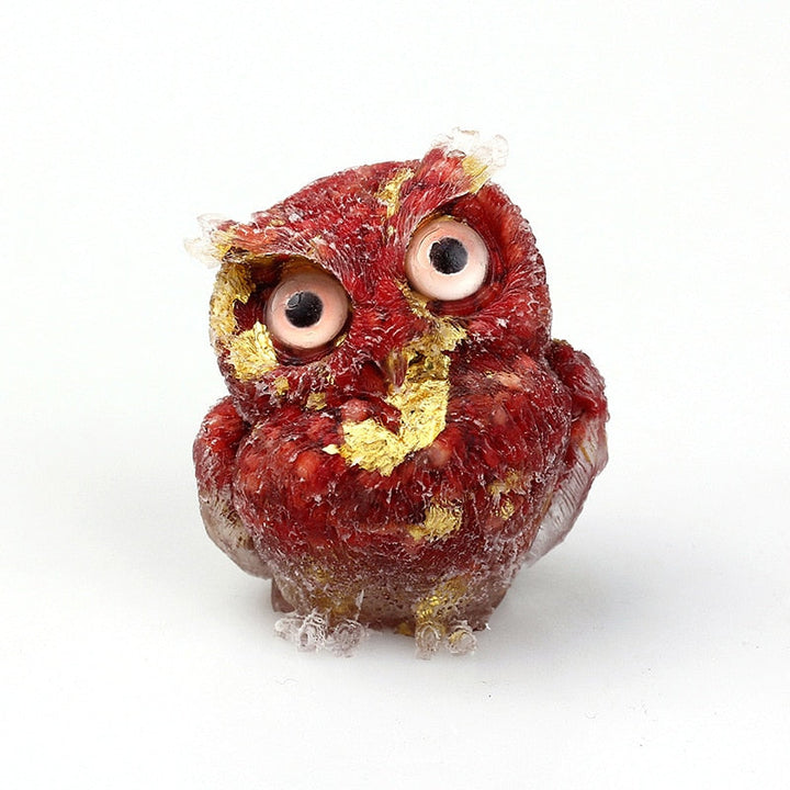 Lisslune | Natural Crystal Owl Figurine: Handmade Collector's Item