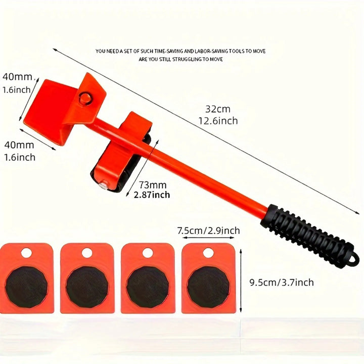 Rynx | Furniture Transport Tool Set Heavy Moving Rollers with Bar Furniture Lifter with Wheel Professional Moving Tool