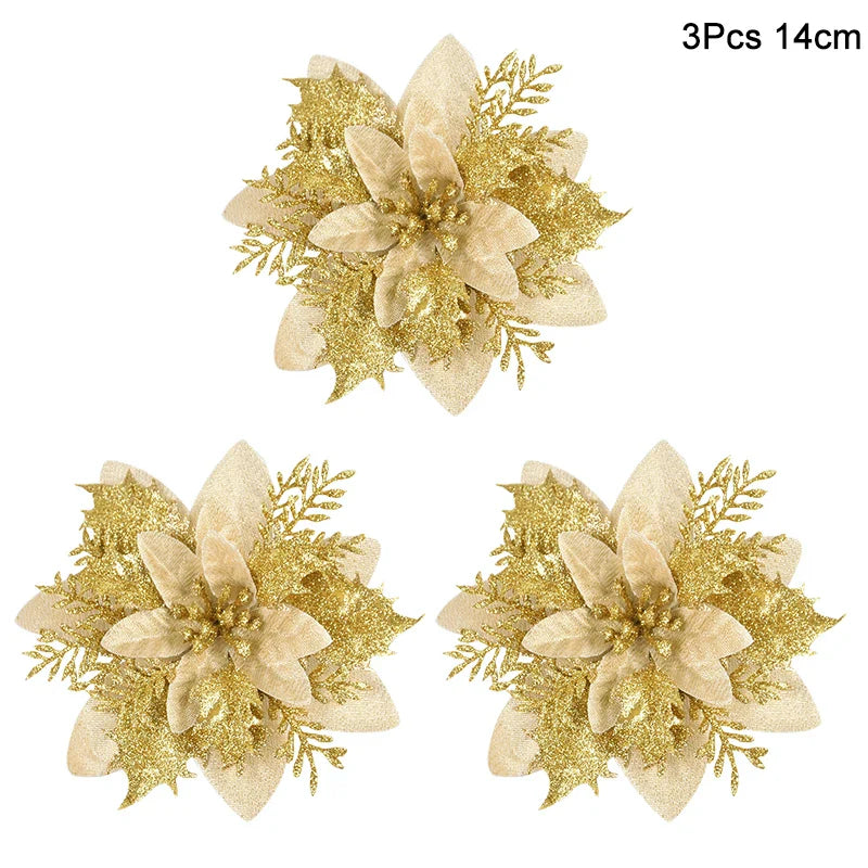 Rynx 1Pack Christmas Pine Needles Branches Artificial Plant Christmas Tree Ornaments Decorations for Home DIY Wreath Gift Box Wedding Flowers