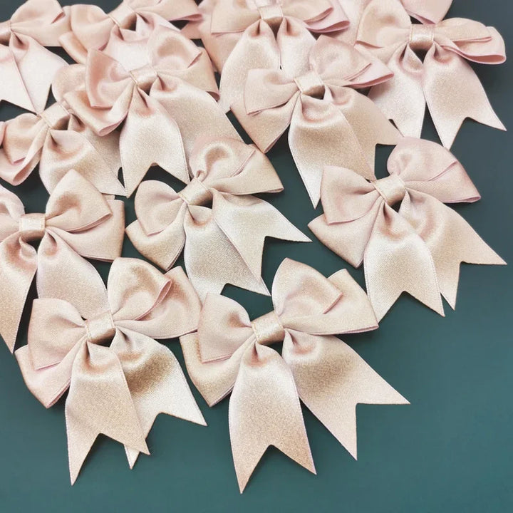 Rynx | (15 pieces/pack) Size 7cm Pink gold dust bow Handmade crafts DIY gift wrapping decoration wedding party supplies