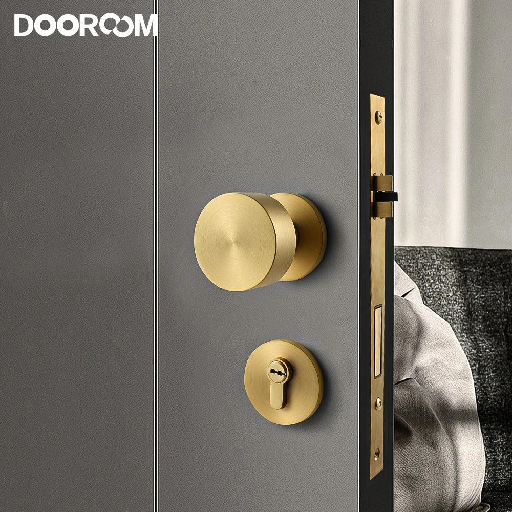 Lisslune | Sleek Serenity Brass Door Handle: Enhance the Style and Security of Your Home
