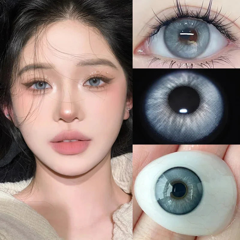Lisslune | 1 Pair Hot Selling Colorful Pupils for Eyes with Degree 0~-8.00 Degree Blue Natural Beautiful Pupils Fashion Color Makeup