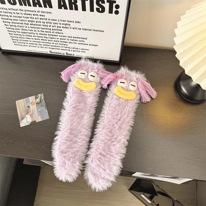Lisslune | Fluffy Cartoon Women's Socks with Face