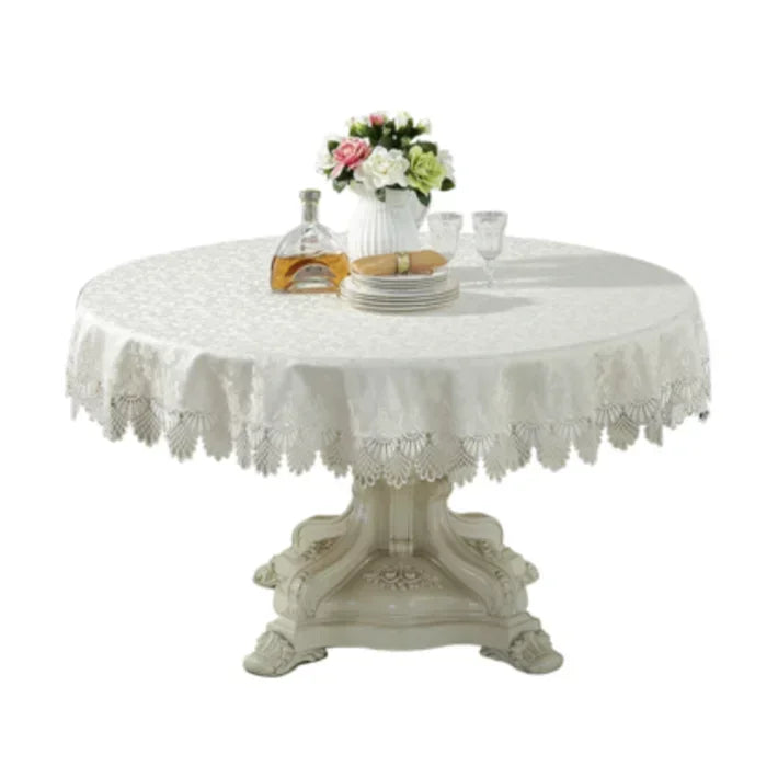 Rynx European Style Round Tablecloth, Elegant Lace Tablecloth, Dining Table Cloth, Kitchen Table Cover, Decorative Towel