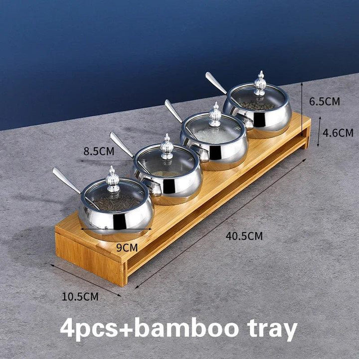Lisslune | Stainless Steel Spice Storage and Oil Sprayer Set - Essential Organizer for Culinary Lovers