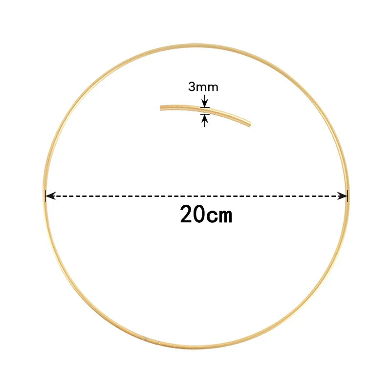 Rynx Gold Metal Flower Ring Hoop with Wood Base for Wedding Party Table Centerpiece Decoration Artificial Flower Garland DIY Wreath