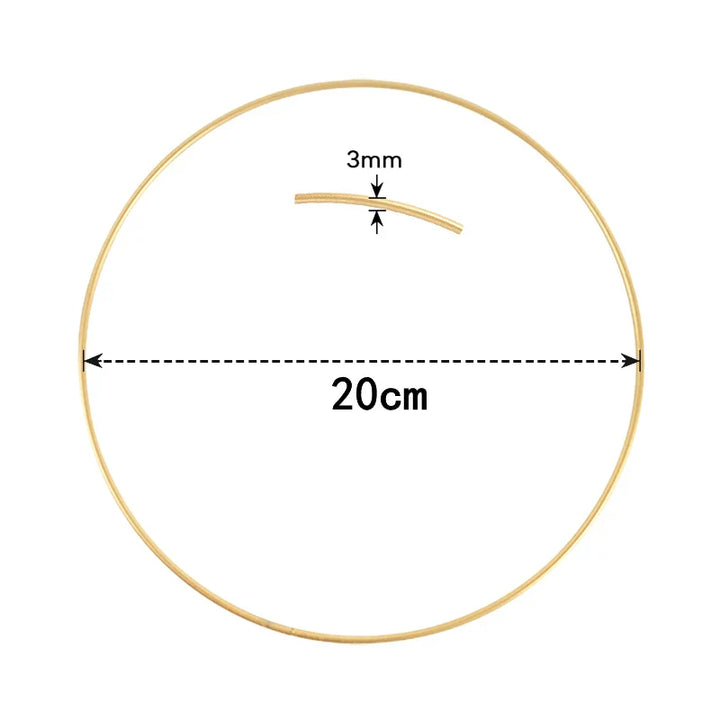 Rynx Gold Metal Flower Ring Hoop with Wood Base for Wedding Party Table Centerpiece Decoration Artificial Flower Garland DIY Wreath